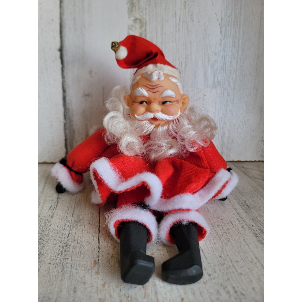 Santa Claus sitting rustic doll Xmas unique plush home decor figure mistletoe